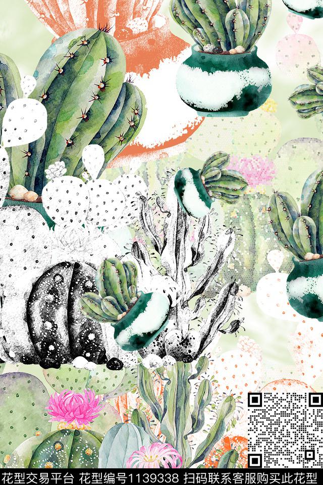 绿植树叶大牌风数码华亿平台数码印花华亿平台下载（图片编号: 1139338） - 瓦栏（Walan）