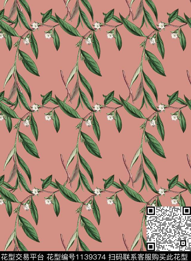 手绘植物花卉数码印花华亿平台下载（图片编号: 1139374） - 瓦栏（Walan）