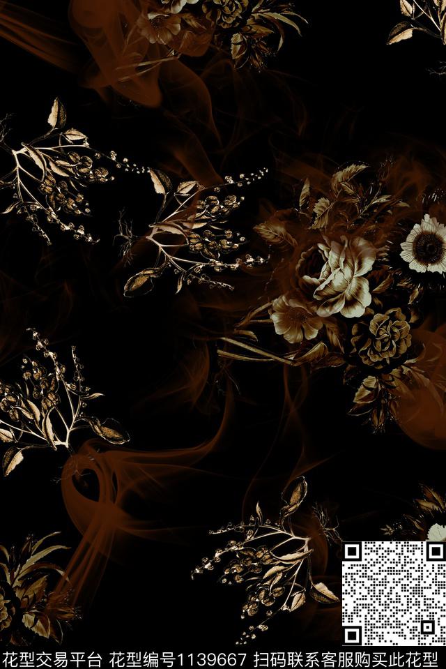 潮牌欧洲花卉数码印花华亿平台下载（图片编号: 1139667） - 瓦栏（Walan）