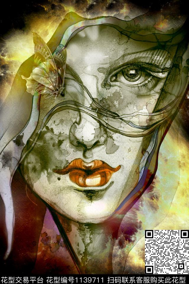 潮牌抽象大牌风数码印花华亿平台下载（图片编号: 1139711） - 瓦栏（Walan）