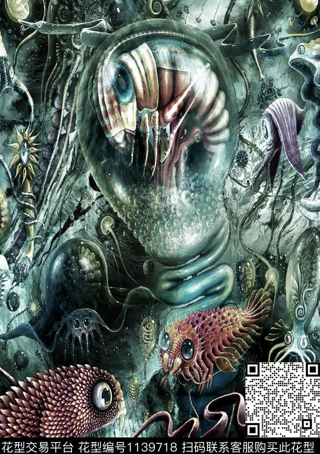 潮牌抽象大牌风数码印花华亿平台下载（图片编号: 1139718） - 瓦栏（Walan）