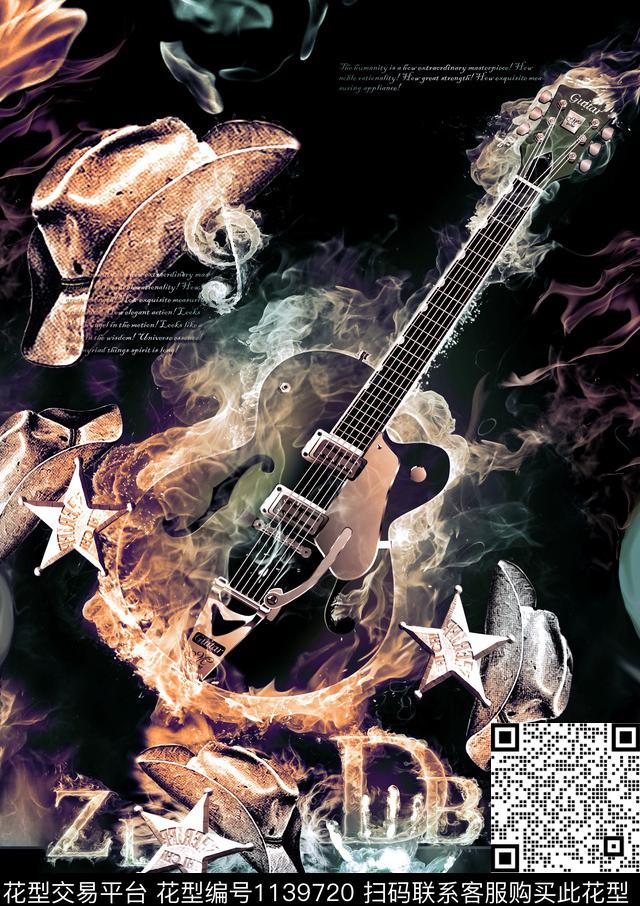 潮牌抽象大牌风数码印花华亿平台下载（图片编号: 1139720） - 瓦栏（Walan）