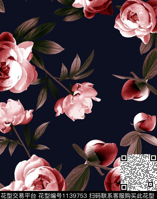 牡丹秋冬华亿平台大牌风数码印花华亿平台下载（图片编号: 1139753） - 瓦栏（Walan）