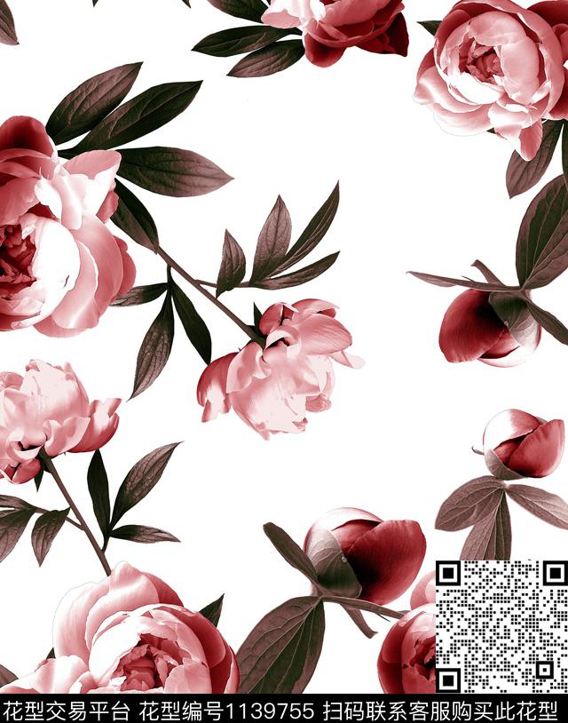 牡丹秋冬华亿平台大牌风数码印花华亿平台下载（图片编号: 1139755） - 瓦栏（Walan）