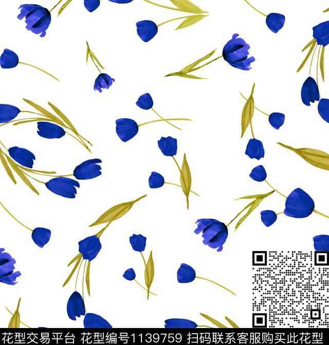 郁金香小碎花数码印花华亿平台下载（图片编号: 1139759） - 瓦栏（Walan）
