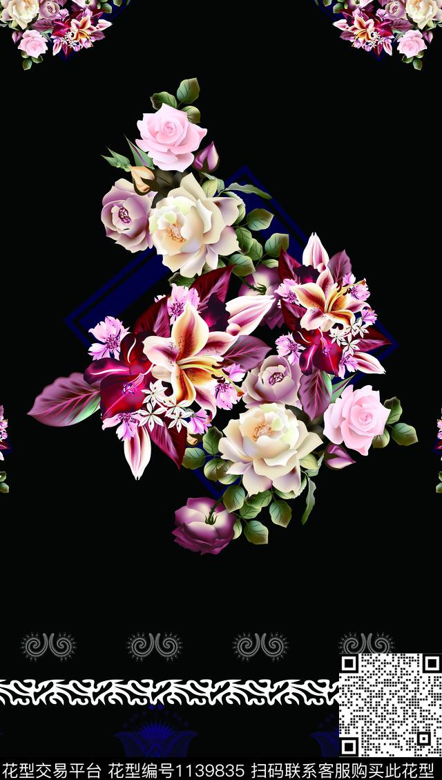 定位花大牌风数码华亿平台数码印花华亿平台下载（图片编号: 1139835） - 瓦栏（Walan）