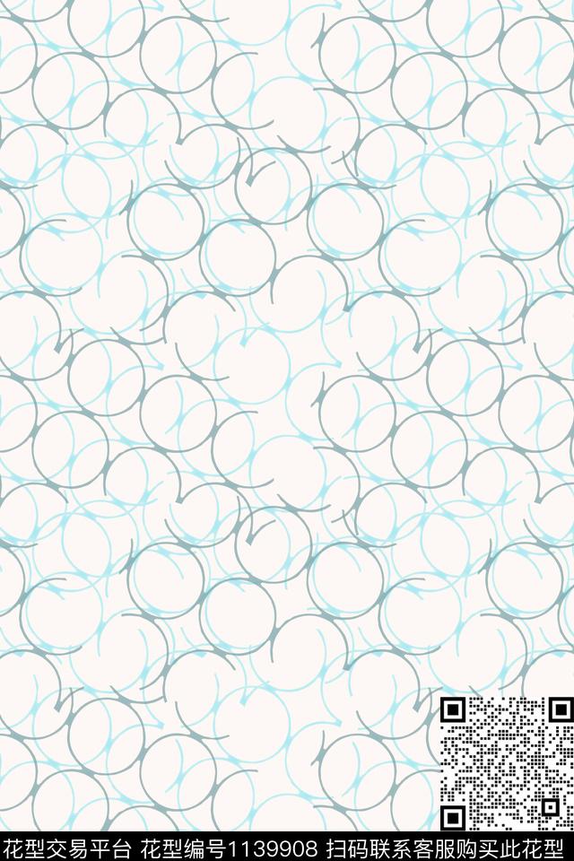 几何圆圈与波点圆圈图案数码印花华亿平台下载（图片编号: 1139908） - 瓦栏（Walan）