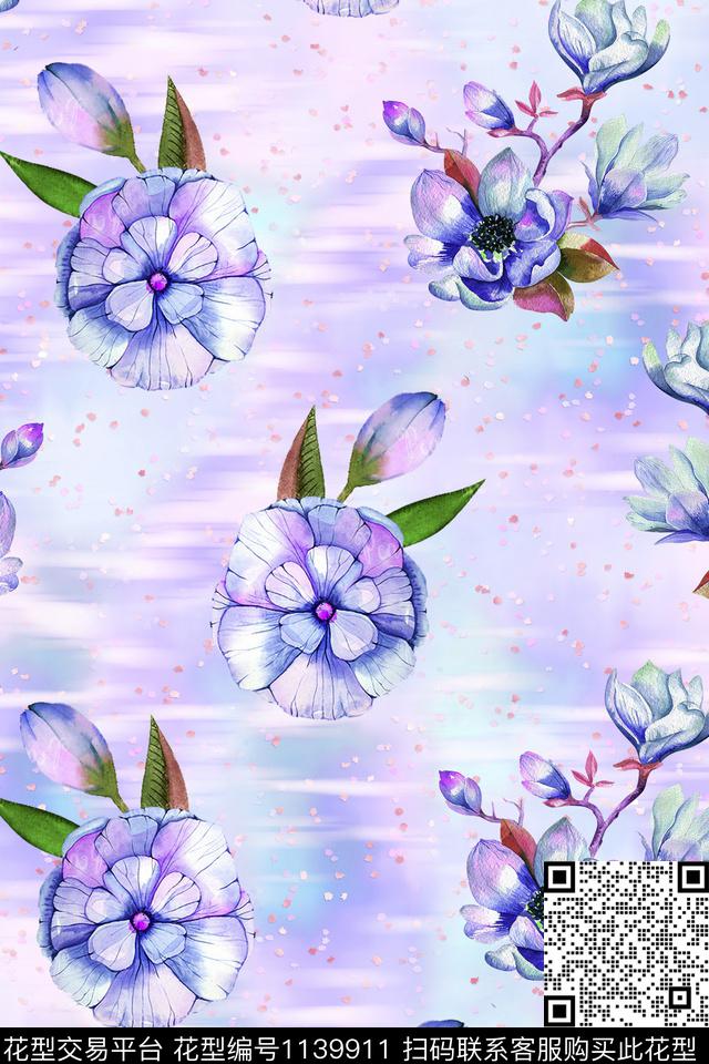 桃花少女波点数码印花华亿平台下载（图片编号: 1139911） - 瓦栏（Walan）