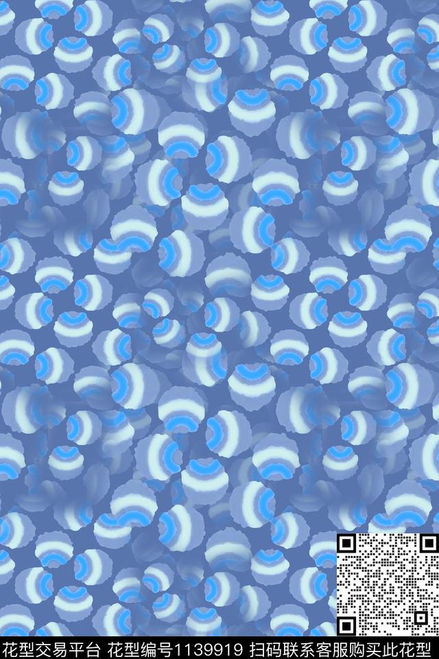 几何圆圈与波点圆圈图案数码印花华亿平台下载（图片编号: 1139919） - 瓦栏（Walan）