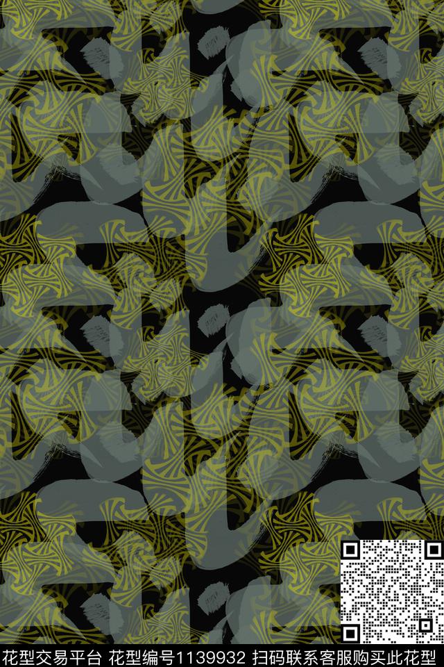 几何精致几何手绘线条笔触数码印花华亿平台下载（图片编号: 1139932） - 瓦栏（Walan）