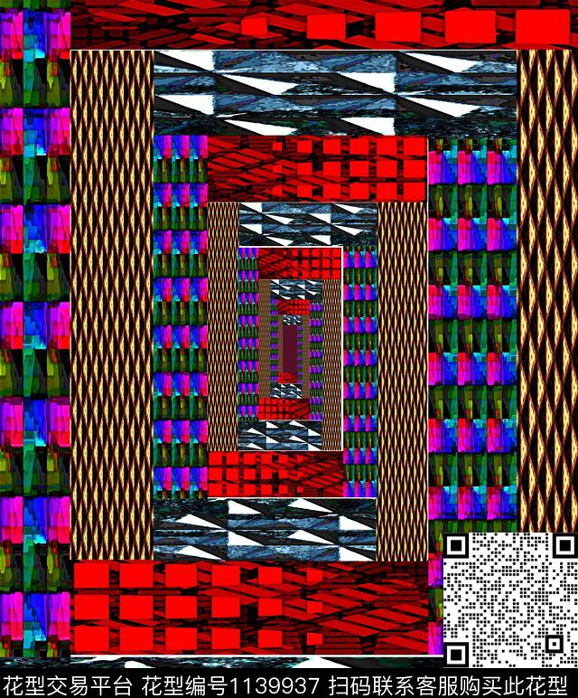 抽象条纹几何数码印花华亿平台下载（图片编号: 1139937） - 瓦栏（Walan）