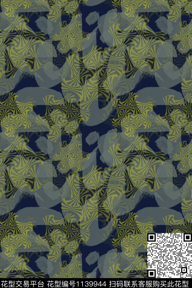 几何精致几何手绘线条笔触数码印花华亿平台下载（图片编号: 1139944） - 瓦栏（Walan）