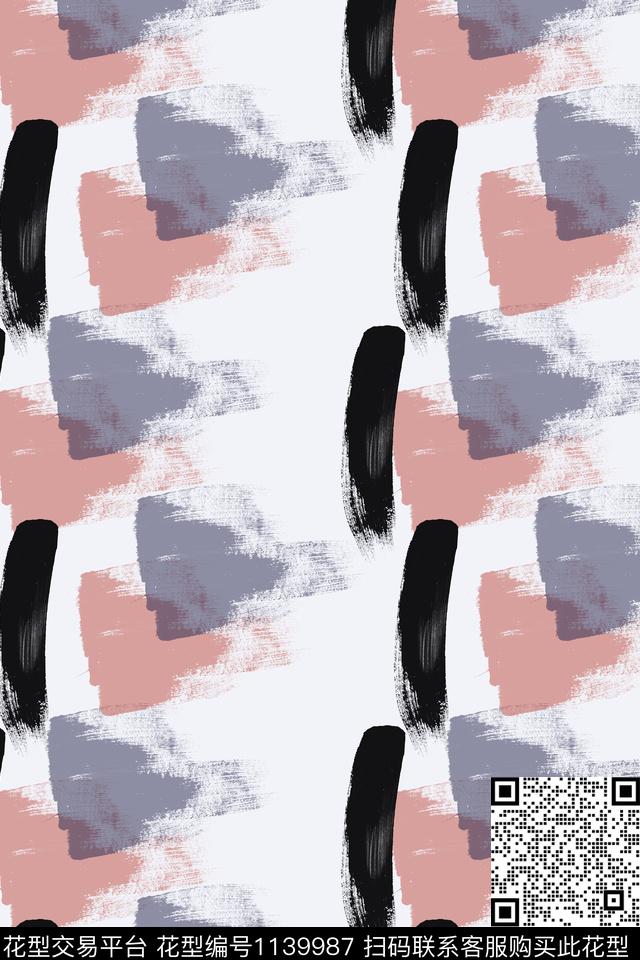 几何精致几何手绘线条笔触数码印花华亿平台下载（图片编号: 1139987） - 瓦栏（Walan）