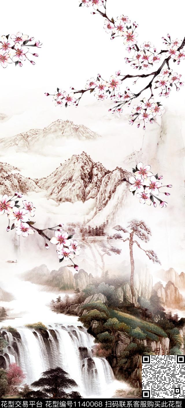 梅花树林国画数码印花华亿平台下载（图片编号: 1140068） - 瓦栏（Walan）
