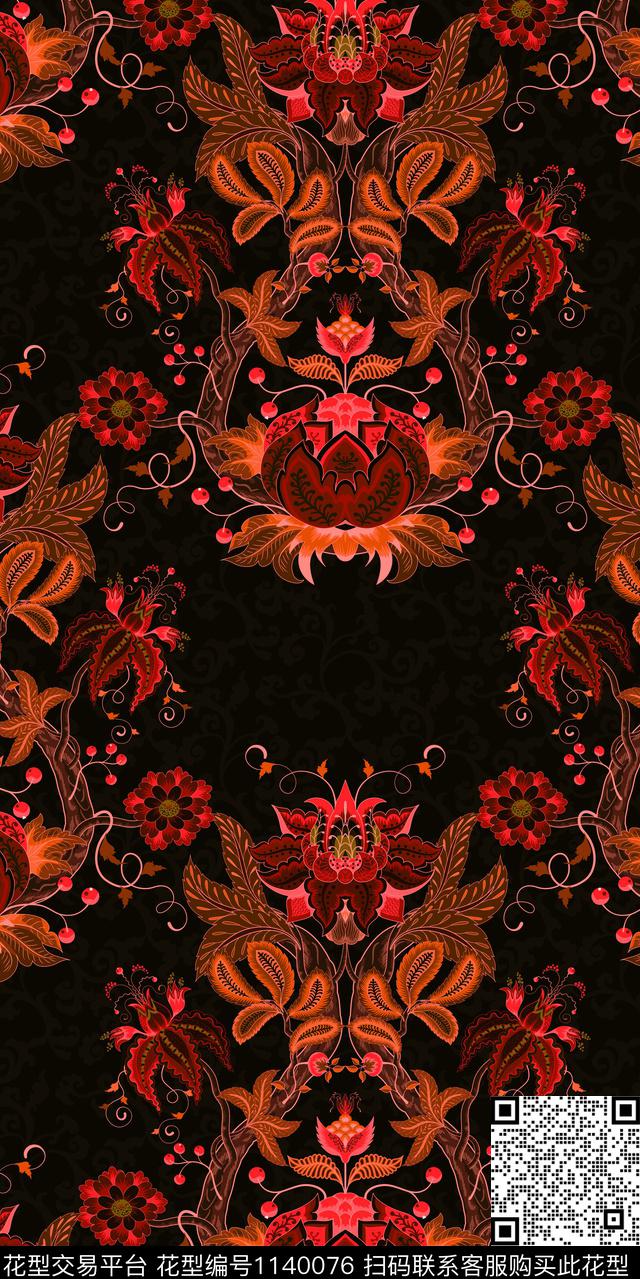 复古佩斯利民族风数码印花华亿平台下载（图片编号: 1140076） - 瓦栏（Walan）