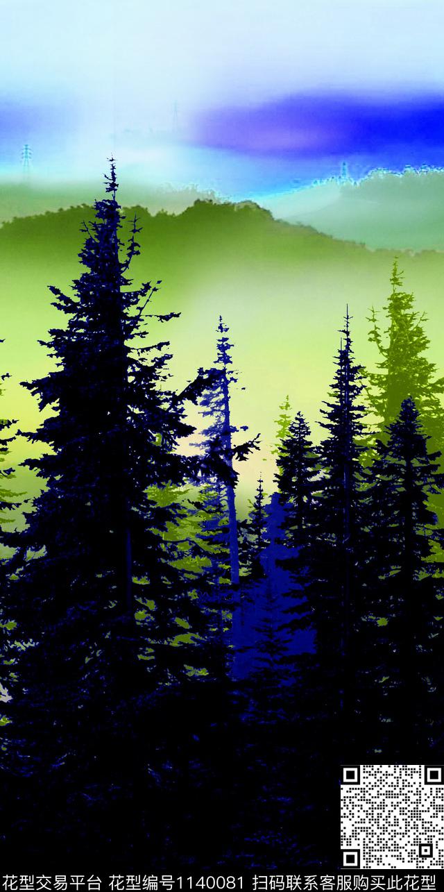 梅花树林国画数码印花华亿平台下载（图片编号: 1140081） - 瓦栏（Walan）