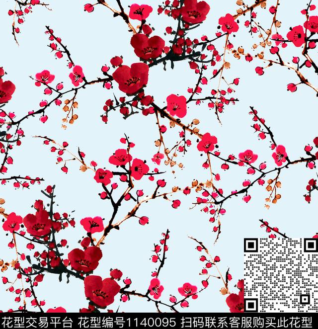小碎花梅花数码印花华亿平台下载（图片编号: 1140095） - 瓦栏（Walan）