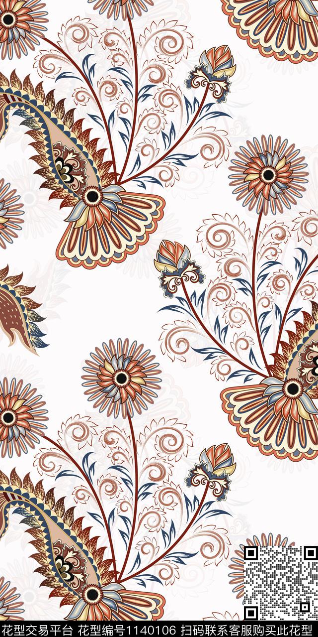 大牌风佩斯利数码华亿平台数码印花华亿平台下载（图片编号: 1140106） - 瓦栏（Walan）