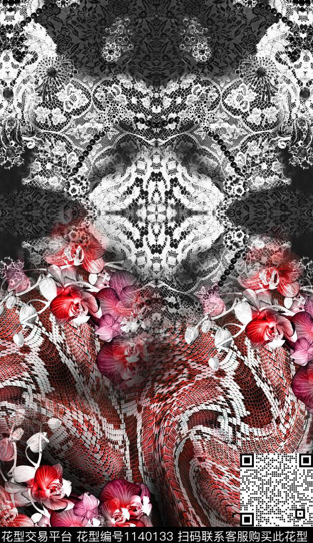 豹纹定位花动物数码印花华亿平台下载（图片编号: 1140133） - 瓦栏（Walan）