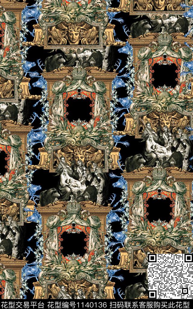 复古宫廷风民族风数码印花华亿平台下载（图片编号: 1140136） - 瓦栏（Walan）