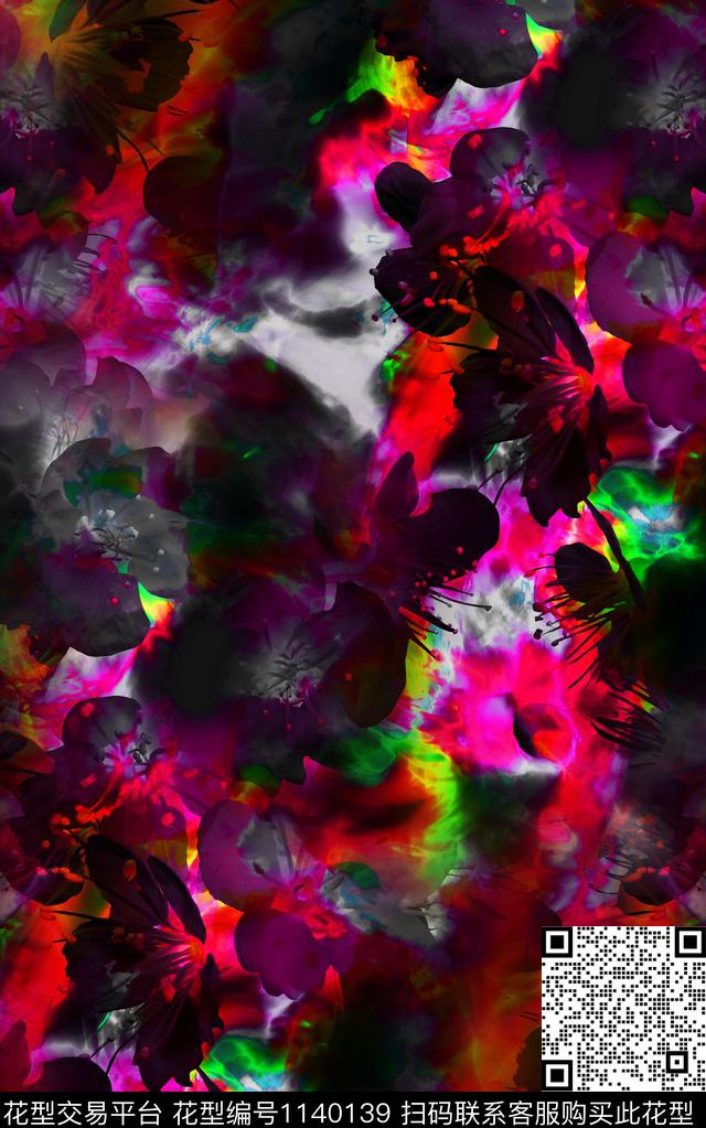 笔触肌理抽象数码印花华亿平台下载（图片编号: 1140139） - 瓦栏（Walan）