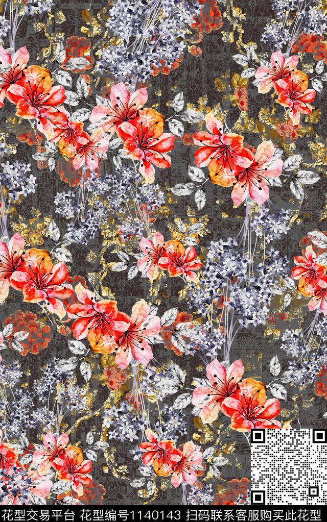 肌理数码华亿平台花卉数码印花华亿平台下载（图片编号: 1140143） - 瓦栏（Walan）