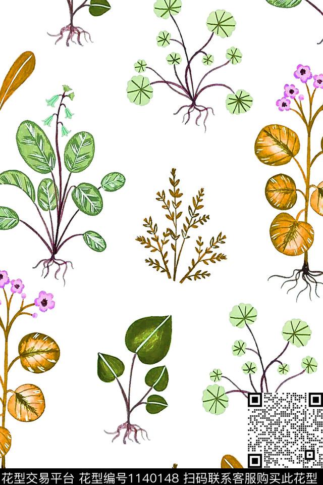 数码华亿平台植物波点数码印花华亿平台下载（图片编号: 1140148） - 瓦栏（Walan）