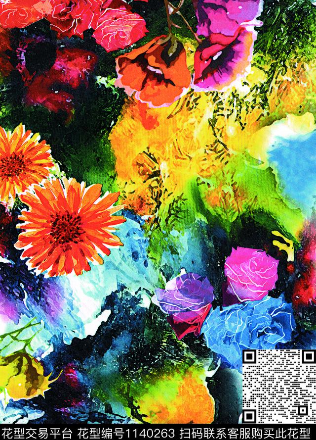 大花大牌风热带华亿平台数码印花华亿平台下载（图片编号: 1140263） - 瓦栏（Walan）