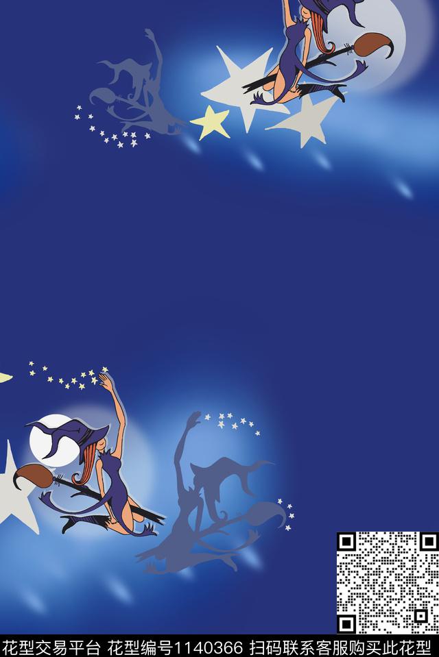星空藏青卡通数码印花华亿平台下载（图片编号: 1140366） - 瓦栏（Walan）