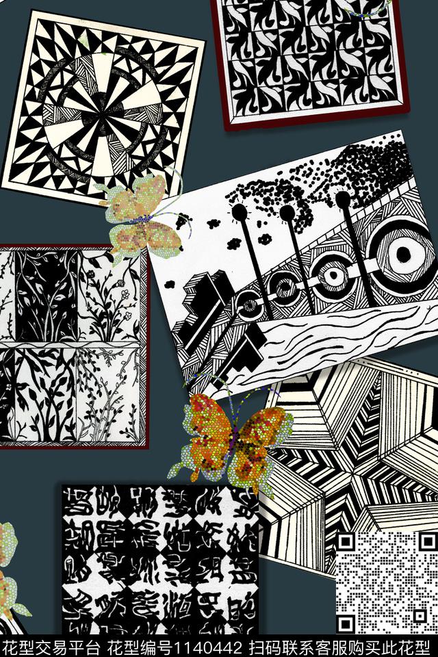 大牌风抽象数码华亿平台数码印花华亿平台下载（图片编号: 1140442） - 瓦栏（Walan）