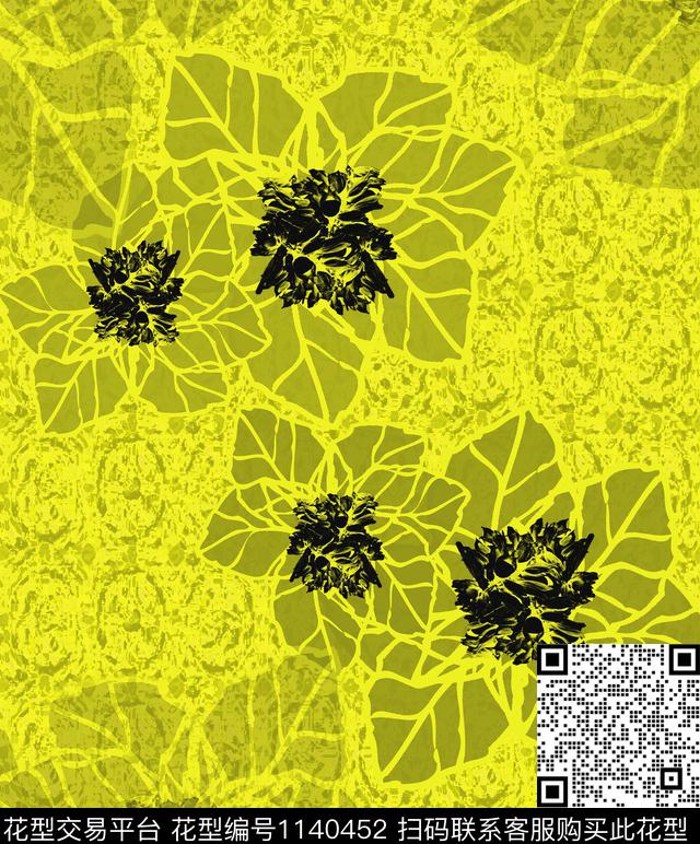 条纹抽象绿植树叶数码印花华亿平台下载（图片编号: 1140452） - 瓦栏（Walan）