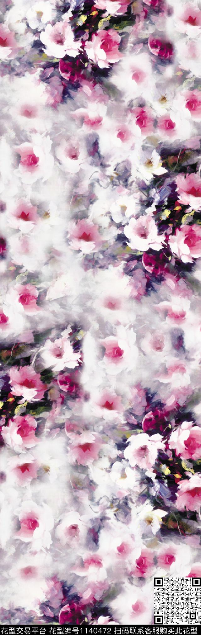 水彩花卉长巾数码华亿平台数码印花华亿平台下载（图片编号: 1140472） - 瓦栏（Walan）