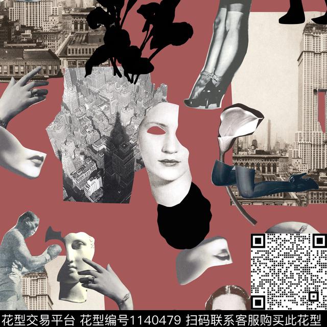 建筑大牌风方巾数码印花华亿平台下载（图片编号: 1140479） - 瓦栏（Walan）