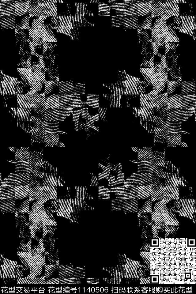 休闲大牌风抽象数码印花华亿平台下载（图片编号: 1140506） - 瓦栏（Walan）