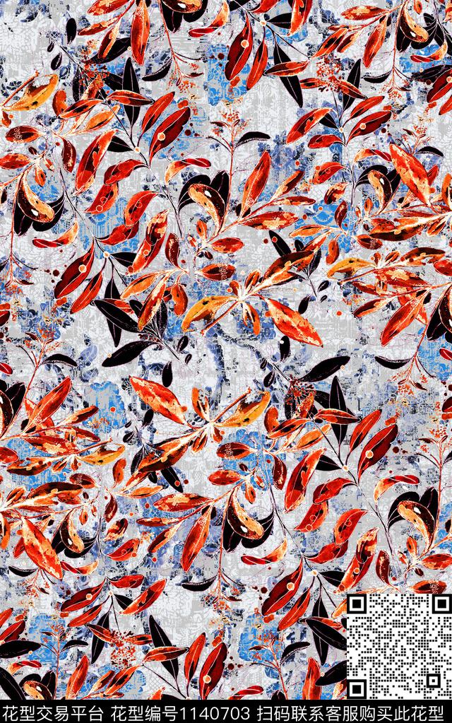 手绘小碎花花卉数码印花华亿平台下载（图片编号: 1140703） - 瓦栏（Walan）
