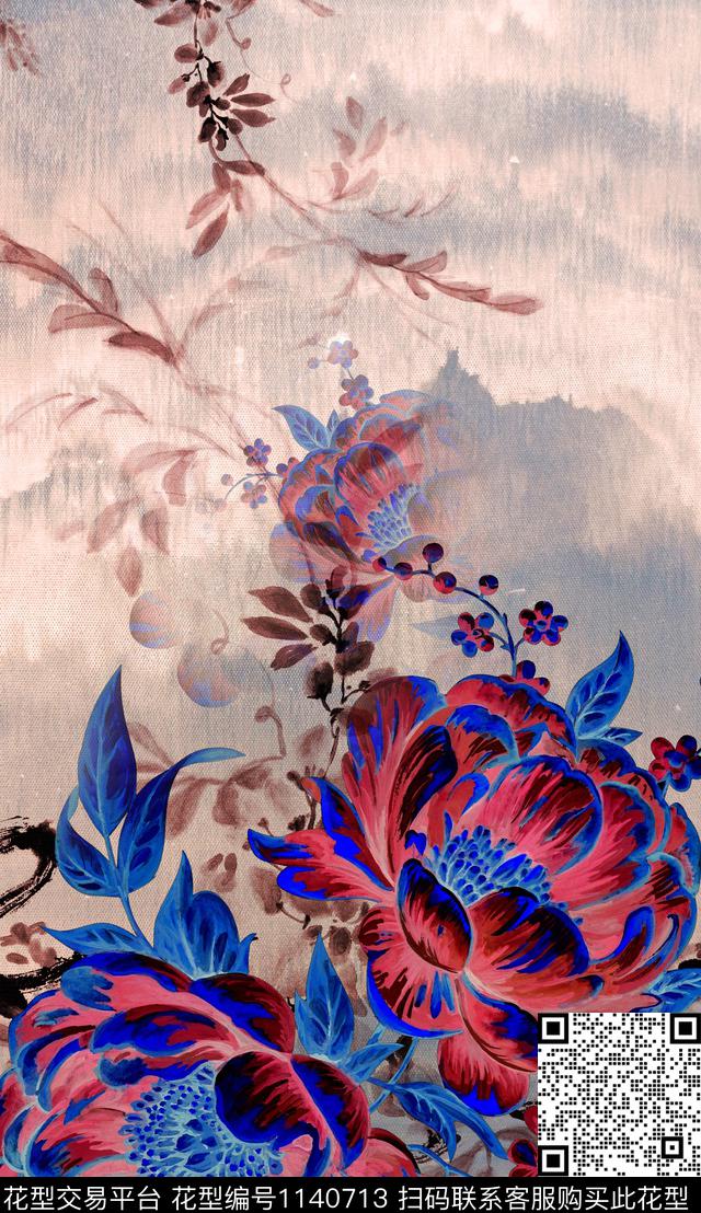 肌理定位花花卉数码印花华亿平台下载（图片编号: 1140713） - 瓦栏（Walan）