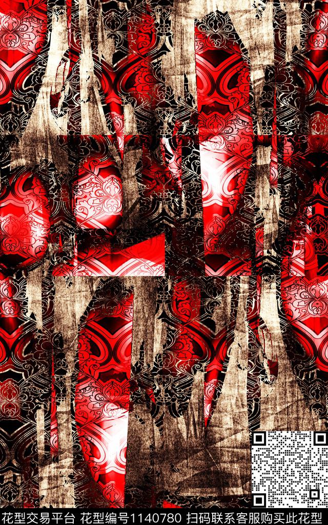 抽象肌理男装数码印花华亿平台下载（图片编号: 1140780） - 瓦栏（Walan）