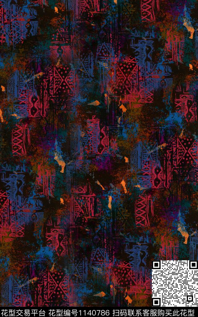 字母线条几何数码印花华亿平台下载（图片编号: 1140786） - 瓦栏（Walan）