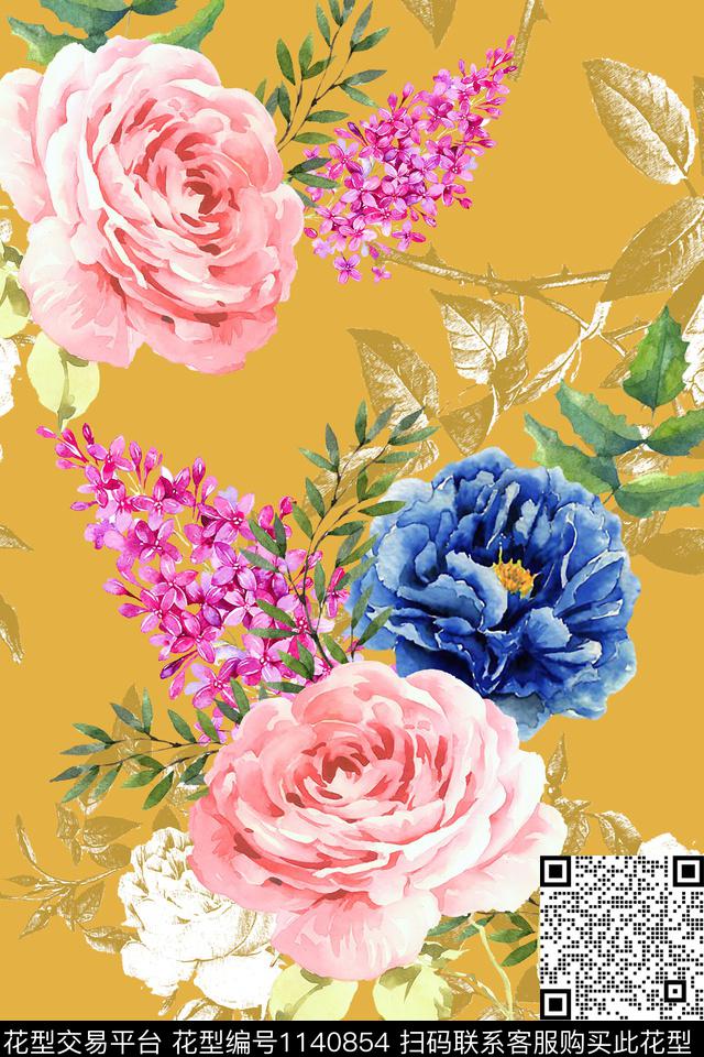 大牌风绿植树叶数码华亿平台数码印花华亿平台下载（图片编号: 1140854） - 瓦栏（Walan）