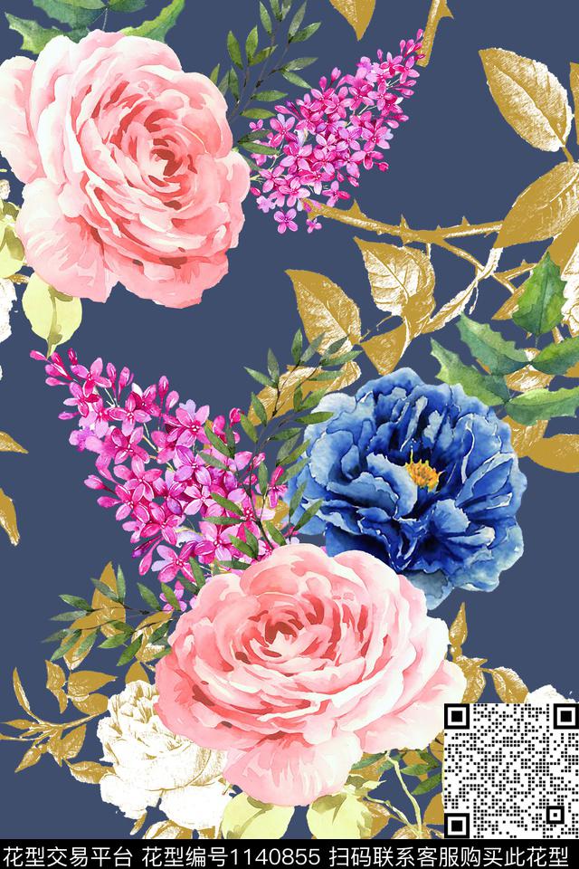 大牌风绿植树叶数码华亿平台数码印花华亿平台下载（图片编号: 1140855） - 瓦栏（Walan）