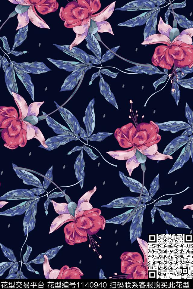 女装小碎花花卉数码印花华亿平台下载（图片编号: 1140940） - 瓦栏（Walan）