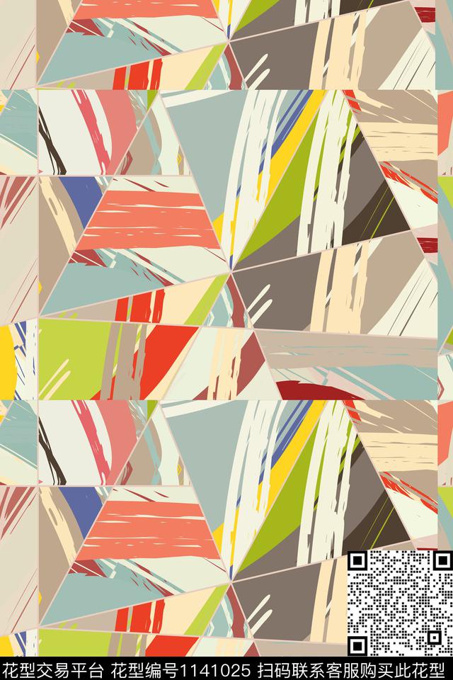 纹理几何男装抽象数码印花华亿平台下载（图片编号: 1141025） - 瓦栏（Walan）