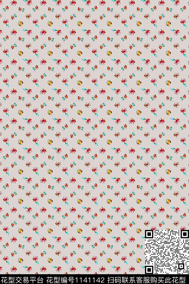 小碎花花卉衬衫传统印花华亿平台下载（图片编号: 1141142） - 瓦栏（Walan）