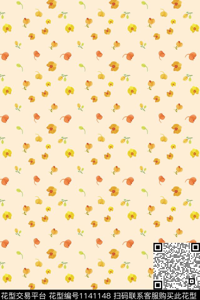 年轻女性彩底花卉小碎花传统印花华亿平台下载（图片编号: 1141148） - 瓦栏（Walan）
