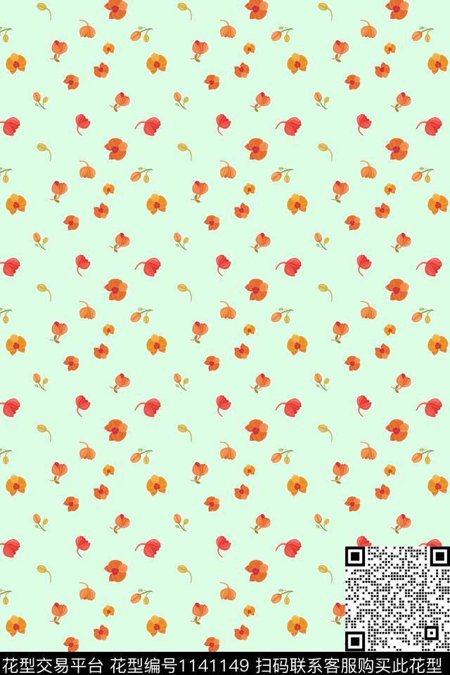 年轻女性彩底花卉小碎花传统印花华亿平台下载（图片编号: 1141149） - 瓦栏（Walan）