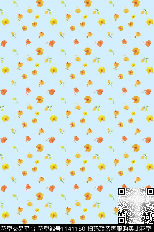 年轻女性彩底花卉小碎花传统印花华亿平台下载（图片编号: 1141150） - 瓦栏（Walan）