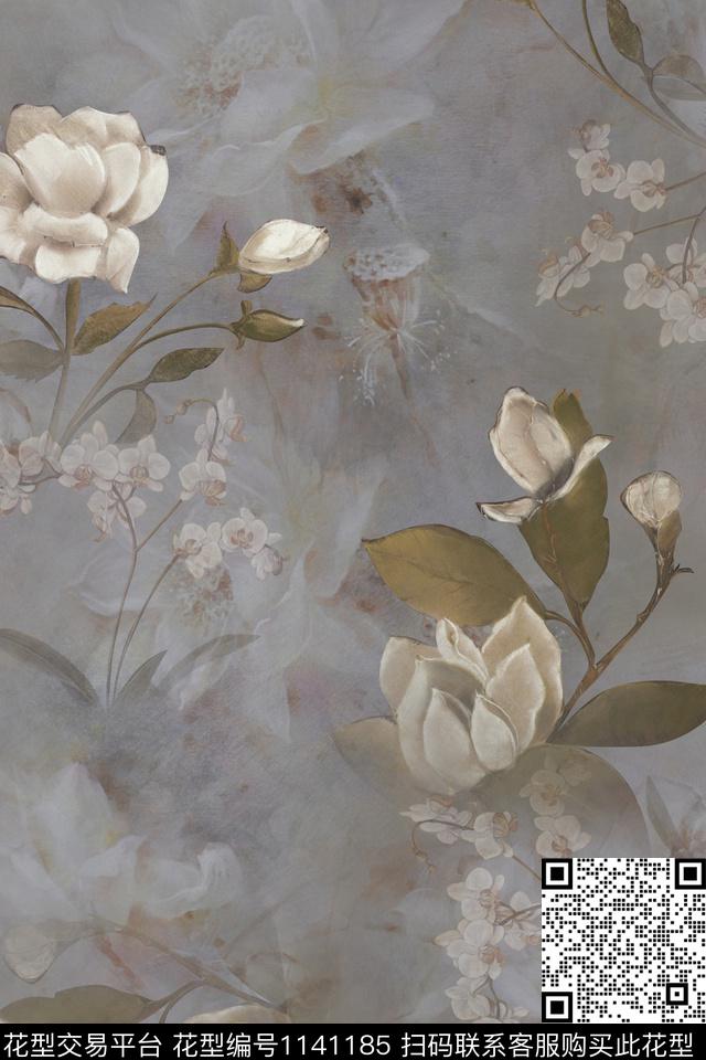 秋冬华亿平台彩底花卉大牌风数码印花华亿平台下载（图片编号: 1141185） - 瓦栏（Walan）