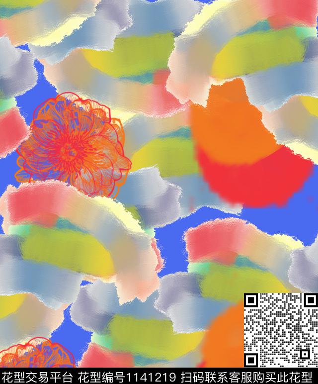 抽象条纹几何数码印花华亿平台下载（图片编号: 1141219） - 瓦栏（Walan）