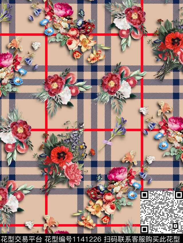 格子大牌风简约数码印花华亿平台下载（图片编号: 1141226） - 瓦栏（Walan）