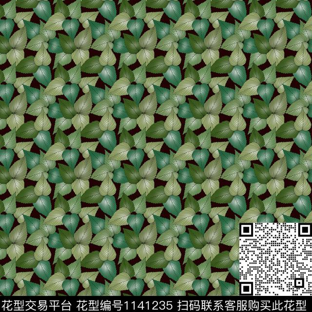 女装简约绿植树叶数码印花华亿平台下载（图片编号: 1141235） - 瓦栏（Walan）